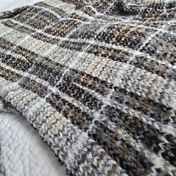 Free People Plaid Buckle Brown Cardigan Sweater Jacket Shabby Chic - Picture 10 of 16